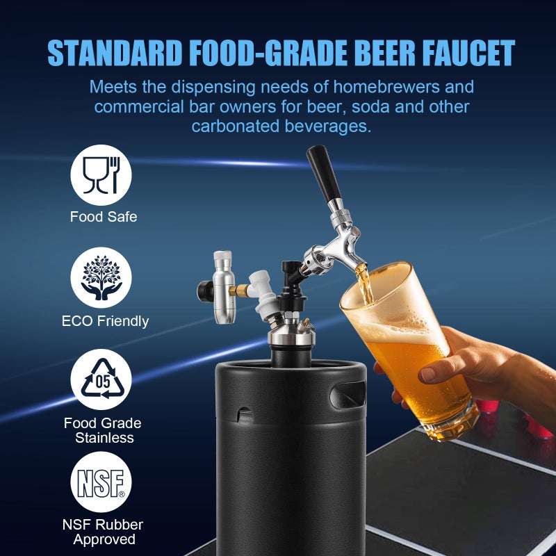 Ferroday Upgraded Beer Faucet, All 304 Stainless Steel Beer Tap Keg Spout Beer Tower Faucet Beer Keg Faucet, Draft Beer Faucet Beer Tap Faucet Kegerator Tap Spout Kegerator Part Replacement Faucet - Image 4
